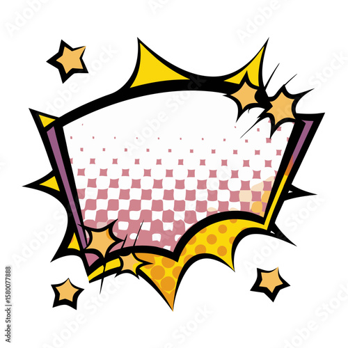 Isolated vector image space for text in comic book style with pop art elements on transparent background