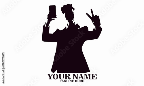 man taking a selfie photo vector illustration and logo design