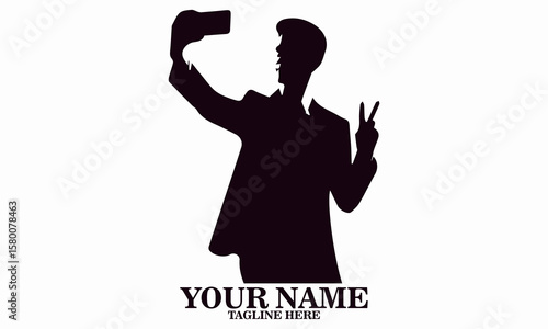 man taking a selfie photo vector illustration and logo design