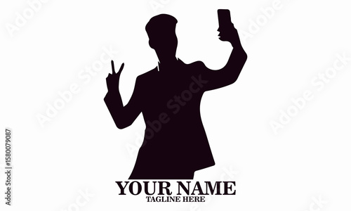man taking a selfie photo vector illustration and logo design