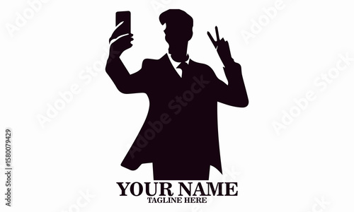 man taking a selfie photo vector illustration and logo design