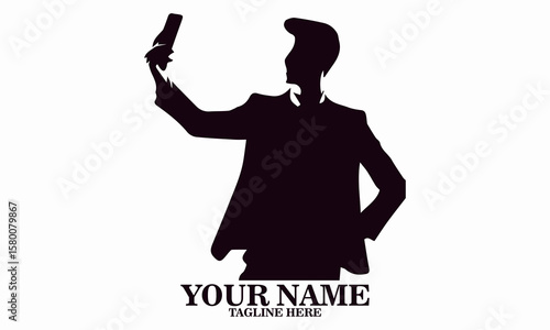 man taking a selfie photo vector illustration and logo design