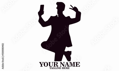 man taking a selfie photo vector illustration and logo design
