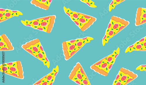 Cute pizza pattern background vector design
