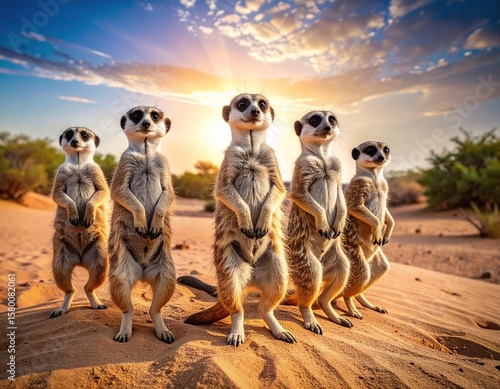 Złota surykatka – czujność na tle pustyni