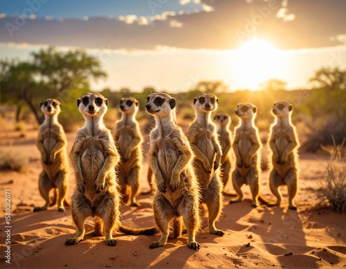 Złota surykatka – czujność na tle pustyni