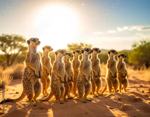 Obraz Złota surykatka – czujność na tle pustyni