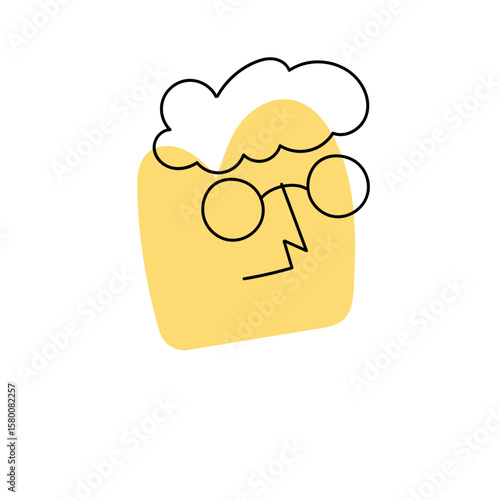 Abstract Yellow Head with Glasses and Neutral Expression