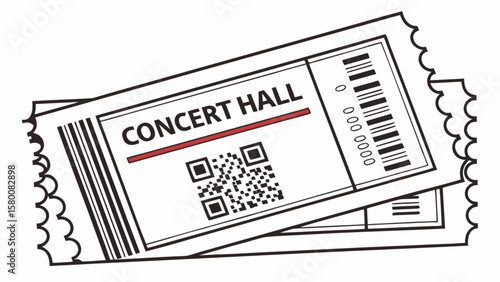 Concert hall tickets event pass qr code barcode admission entry music show performance voucher coupon 100 char