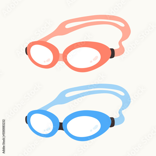 Vector Illustration of Swimming Goggles Isolated on White