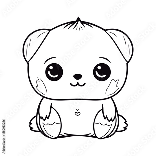 Coloring book for children baby Sloth kawai vector illustration isolated on a white background.