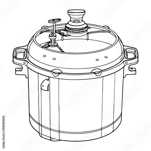 Coloring book for children Pressure cooker Black and white vector illustration.