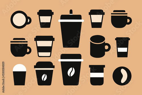 Wallpaper Mural Clean minimalist vector illustration of various objects silhouette Torontodigital.ca