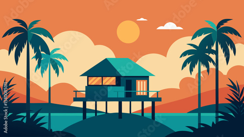 sunset on the tropical beach