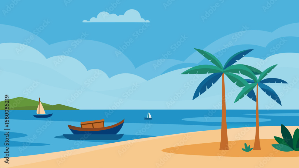 Fototapeta premium tropical beach with palm trees