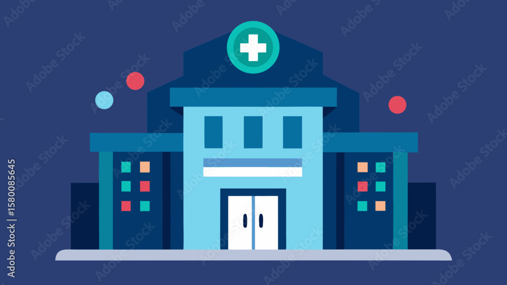 Obraz premium Night city vector illustration: urban street with various buildings and apartment houses under a starry sky