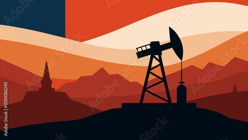 oil pump in the sunset