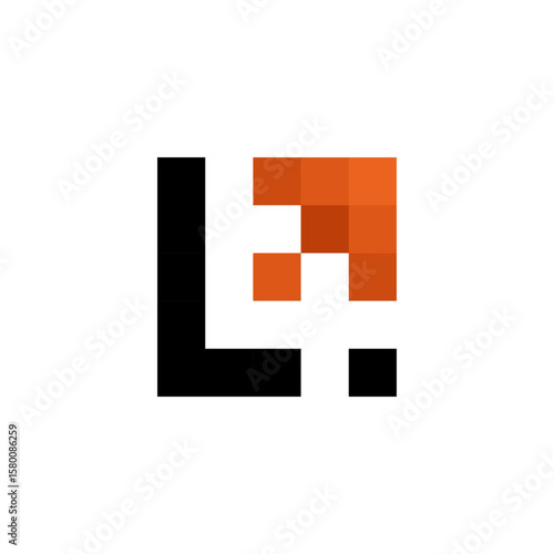 A bold, abstract logo combining a black 'L' shape with a fragmented, pixelated orange element, creating a modern, tech-focused design