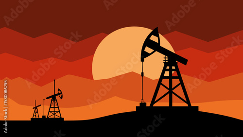 silhouette of oil pump