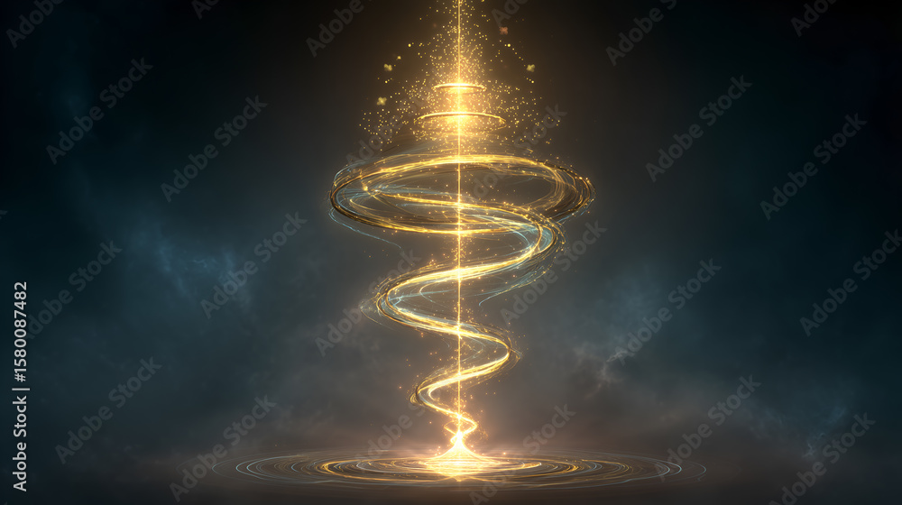 Obraz premium A mesmerizing depiction of radiant energy, rising and spiraling into the vastness, illuminating the sky above