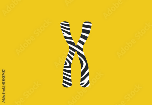 Stylized chromosome with zebra pattern symbolizing rare genetic disorders