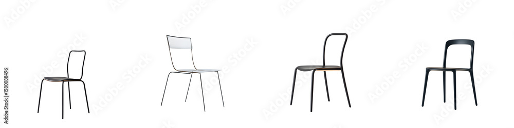 Fototapeta premium Modern Minimalist Chairs on White Background