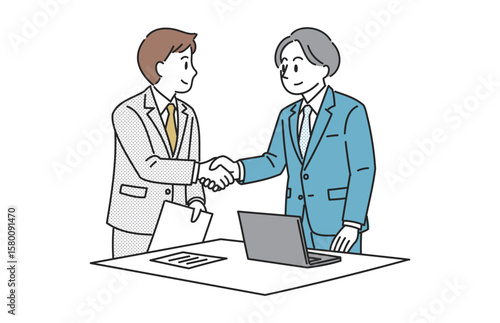 握手を交わす二人のビジネスマンのイラスト