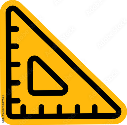 Yellow Set Square Icon for Drafting and Measurement