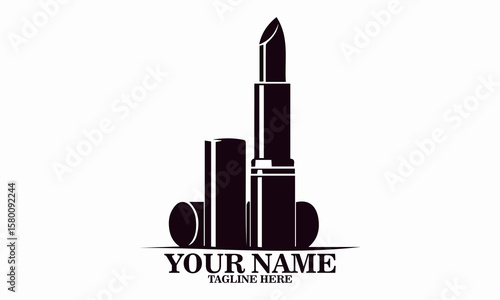 Abstract lipstick vector illustration, lipstick logo design and lipstick icon