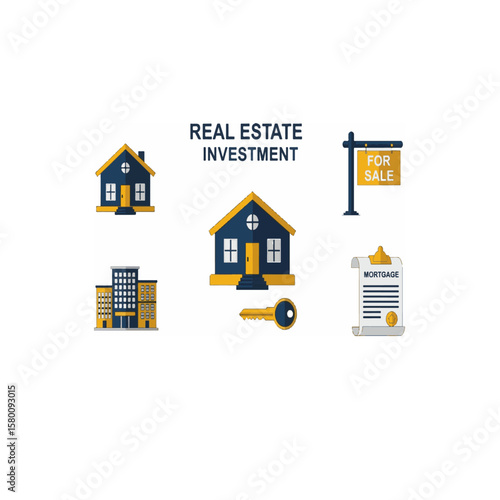 Real Estate Investment and Property Icon Set