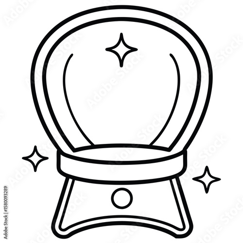 Illustration of a vanity table with round mirror isolated on white background