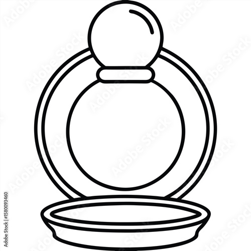 Illustration of a vanity table with round mirror isolated on white background