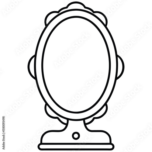 Illustration of a vanity table with round mirror isolated on white background