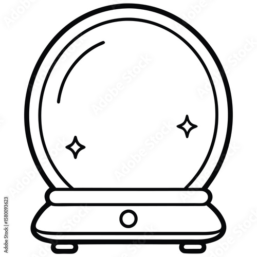 Illustration of a vanity table with round mirror isolated on white background