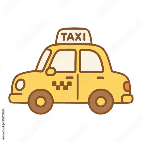 Cute cartoon yellow taxi vector