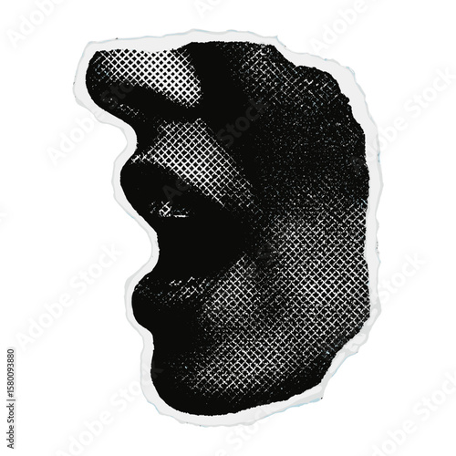 Monochrome torn paper silhouette vector