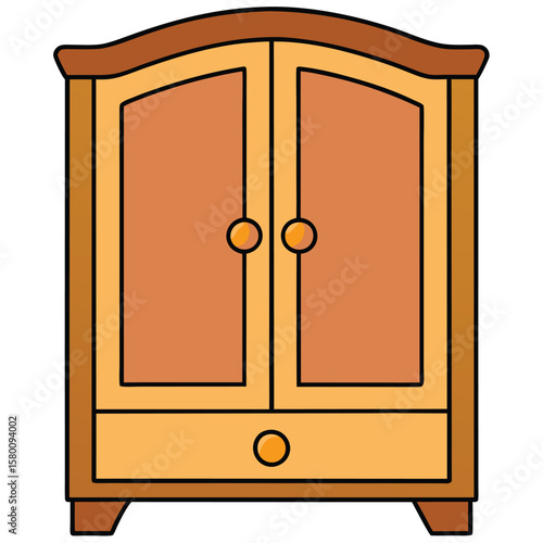 Wooden nightstand with three drawers isolated on transparent background