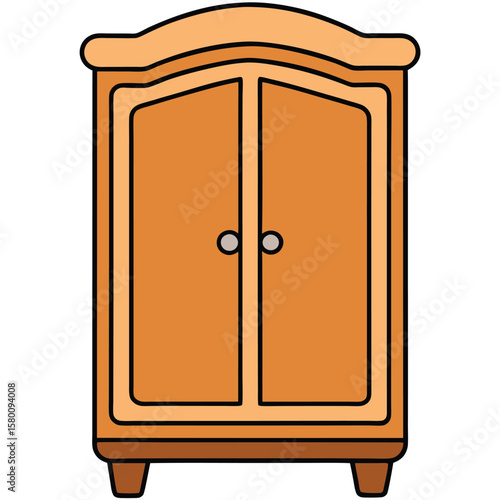 Wooden nightstand with three drawers isolated on transparent background