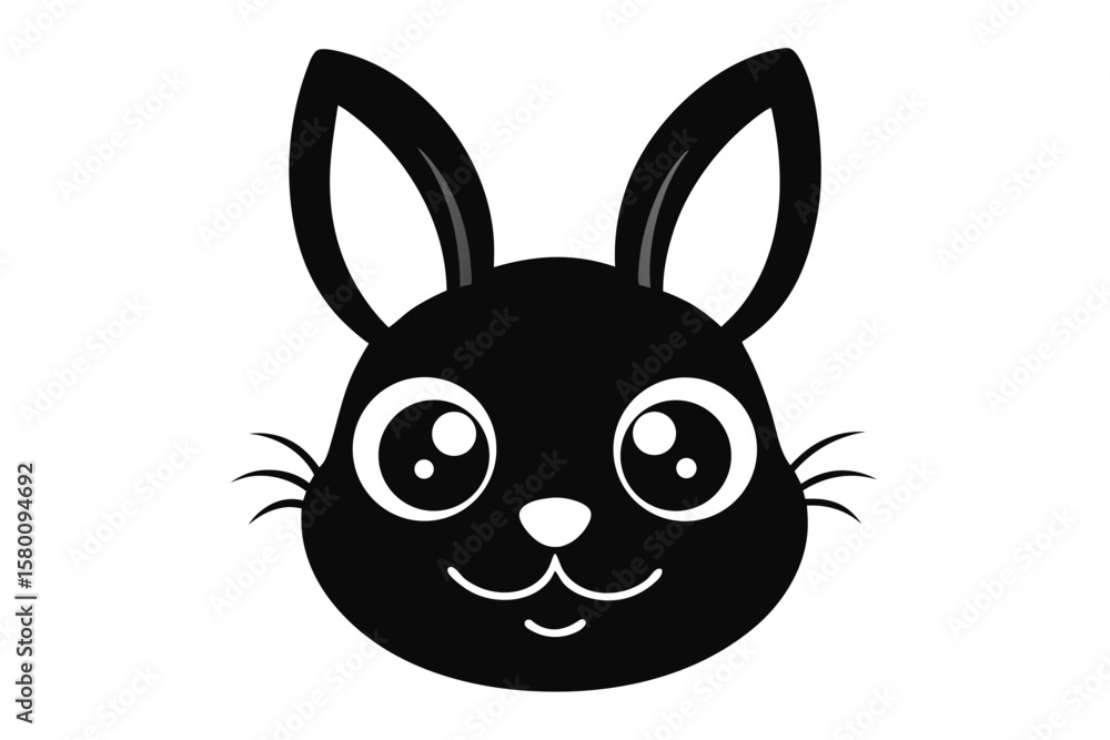 Fototapeta premium Cute Black Bunny Rabbit Face Illustration