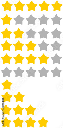 Set icone a forma di stella per recensioni