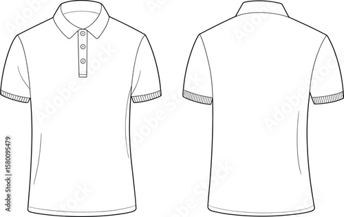 Classic Men's Polo Shirt Design, Short Sleeve Collared Top, Casual Sportswear Apparel, Versatile Basic WearShort Sleeve Collared Top, Golf Shirt Vector Template