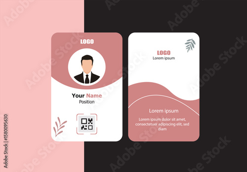 pink Modern Creative and Clean Two-Sided ID Card Template. Vector format