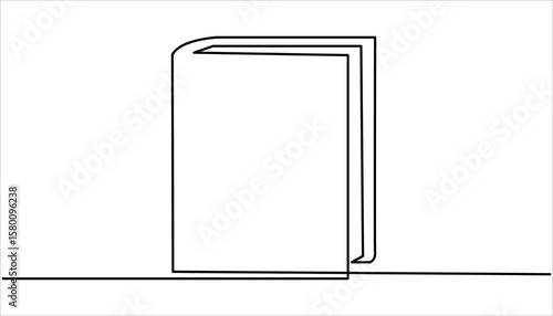 Continuous one line drawing of book opening vector graphic illustration. Education books line art vector illustration, education concept. Open book continuous one line drawing illustration.