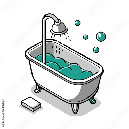 Bath tub icon set for wellness blogs, spa websites, selfcare guides, hygiene illustrations, health presentations, and lifestyle content