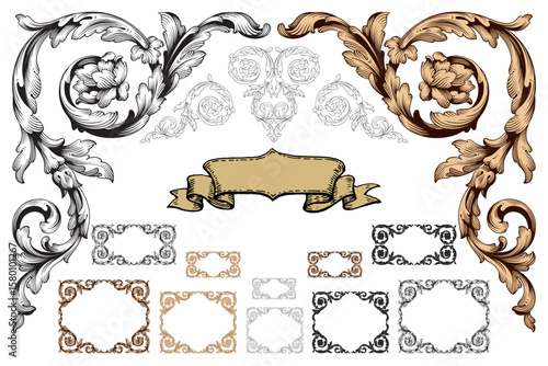 Classical baroque vector of vintage element for design. Decorative design element filigree calligraphy vector. You can use for wedding decoration of greeting card and laser cutting