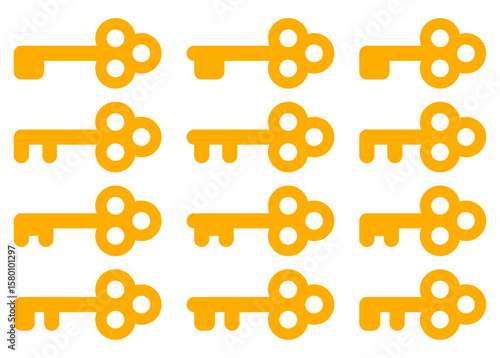 鍵のアイコン素材セット（ベクター）施錠・開錠・プライバシー・防犯に使える鍵マーク集