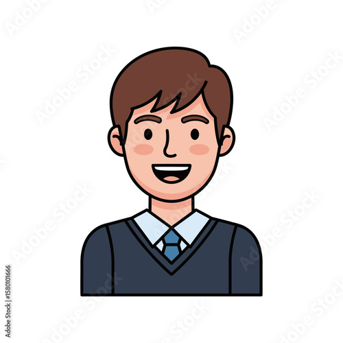 Cartoon Illustration of a Smiling Businessman in Formalwear