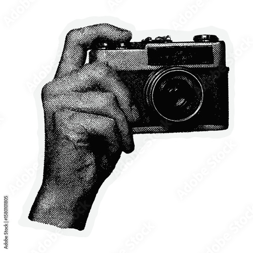 Vintage camera hand illustration  vector