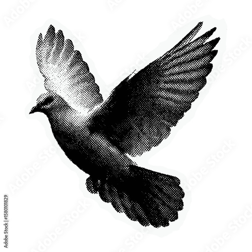 Vintage monochrome bird illustration vector