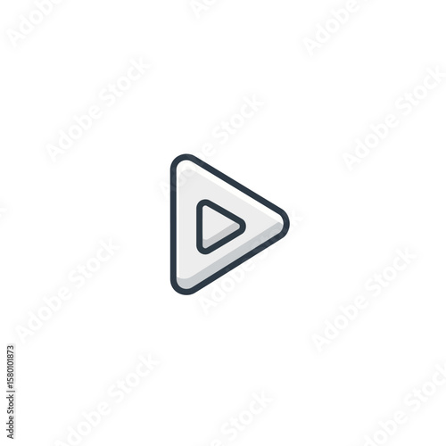 Free Download Play Button Icon:  Light Gray Triangle with Darker Inner Play Symbol - GFXLoad